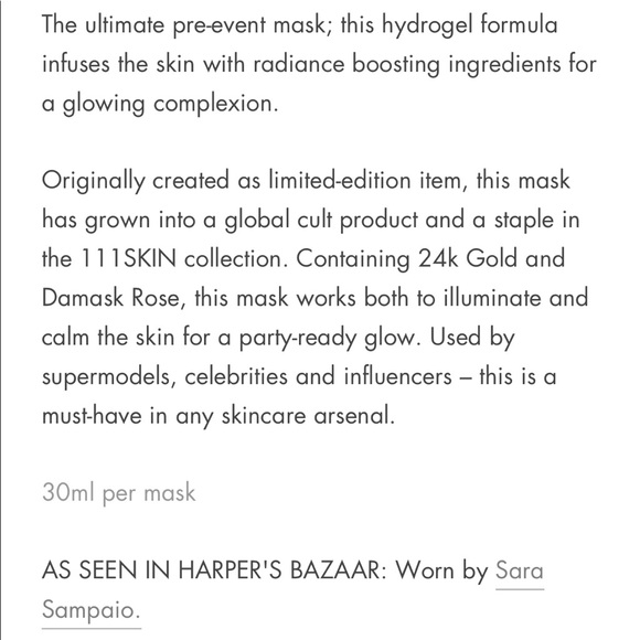 111SKIN Rose Gold Bright Facial Treatment/Mask - Picture 3 of 4